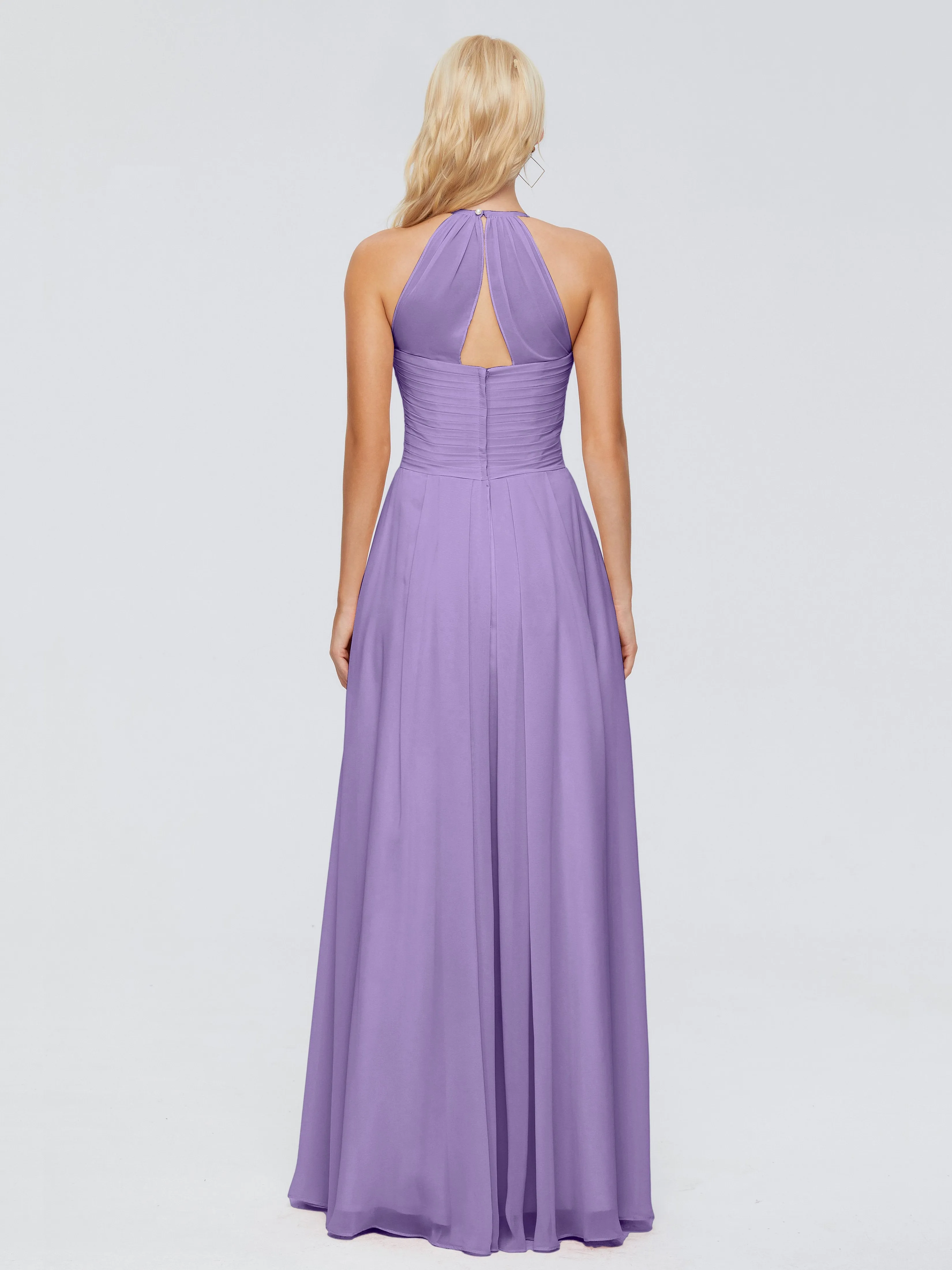 Finley Charming Halter Ruched Chiffon Bridesmaid Dresses