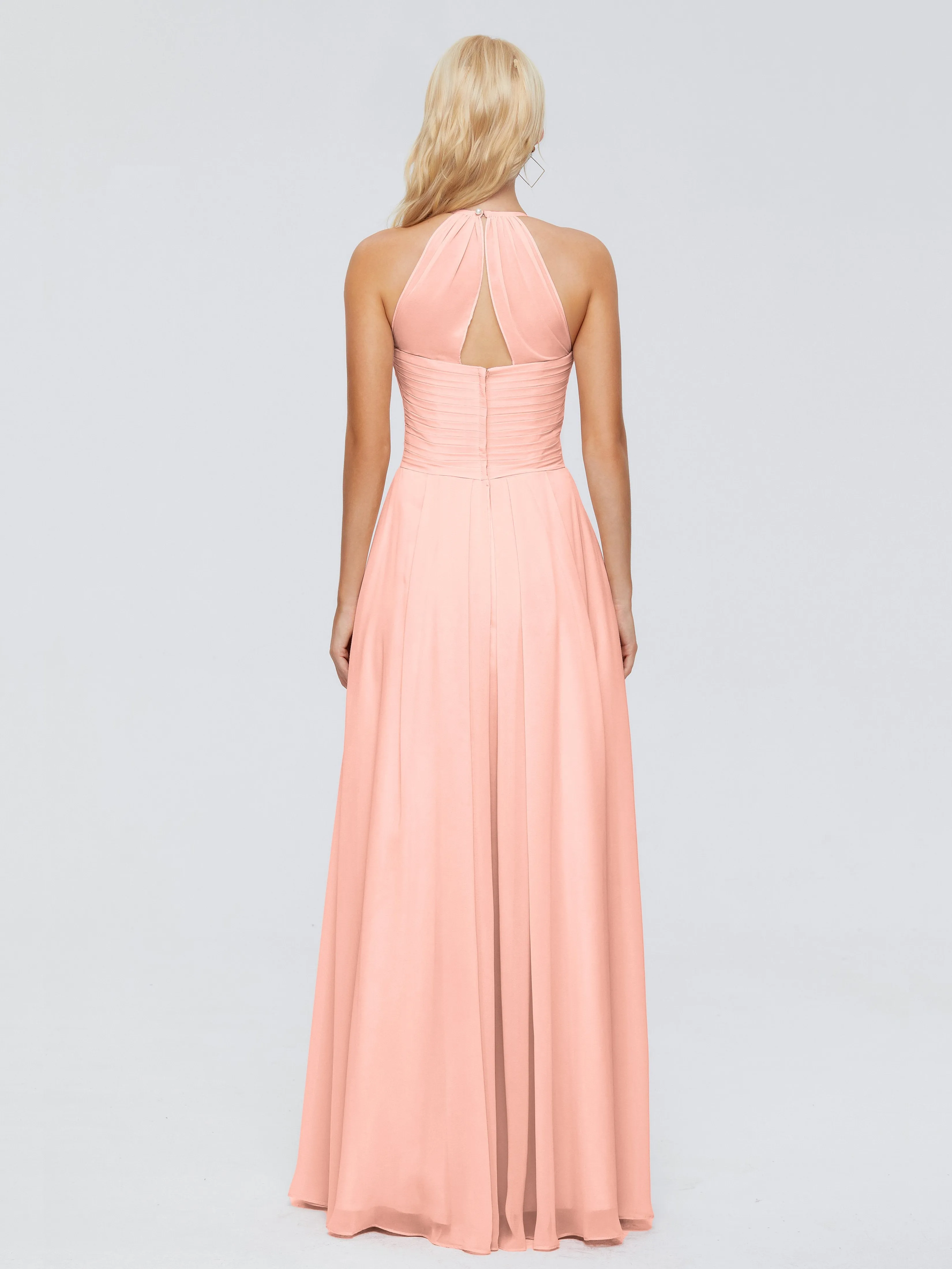 Finley Charming Halter Ruched Chiffon Bridesmaid Dresses