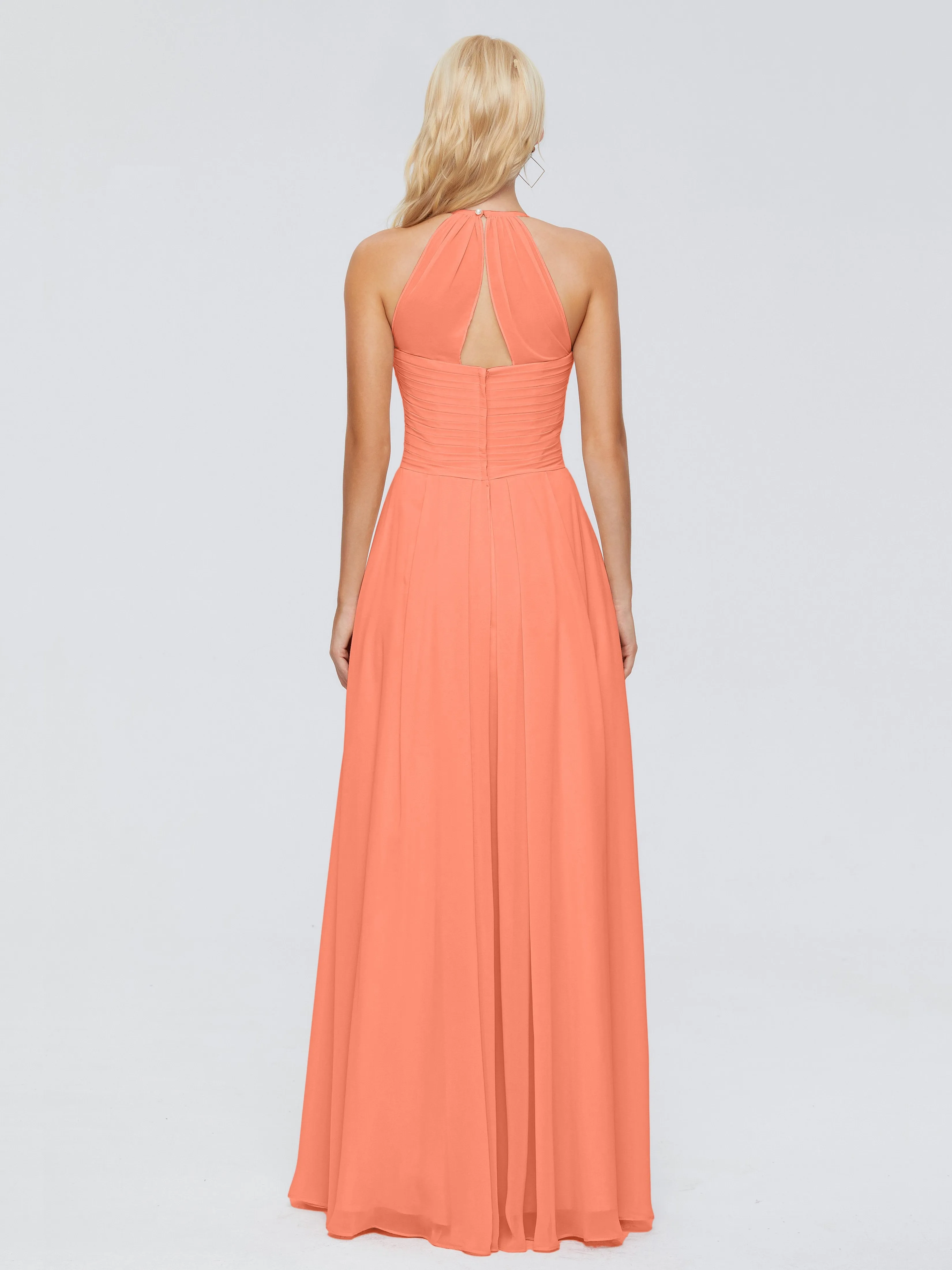 Finley Charming Halter Ruched Chiffon Bridesmaid Dresses