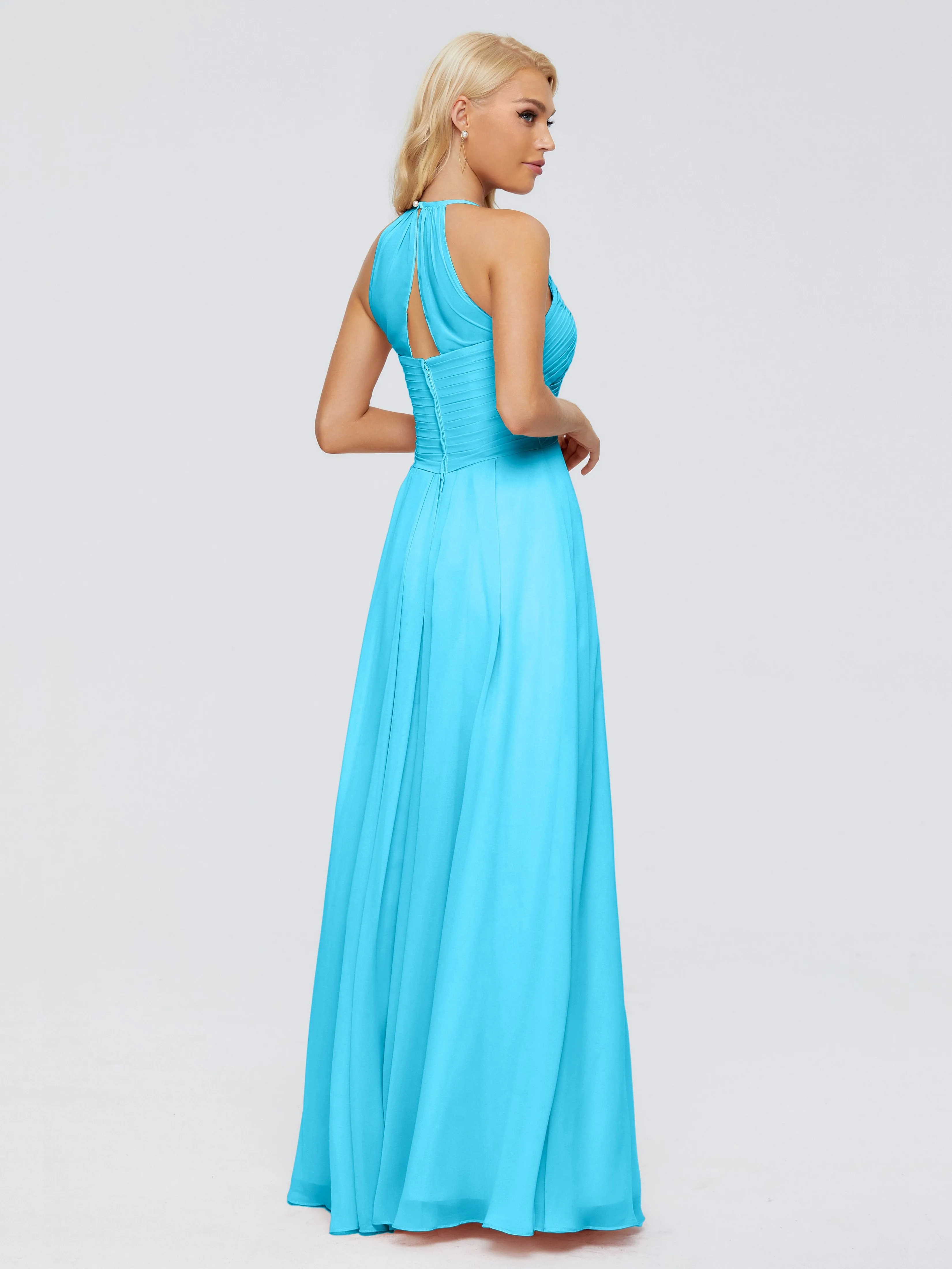 Finley Charming Halter Ruched Chiffon Bridesmaid Dresses