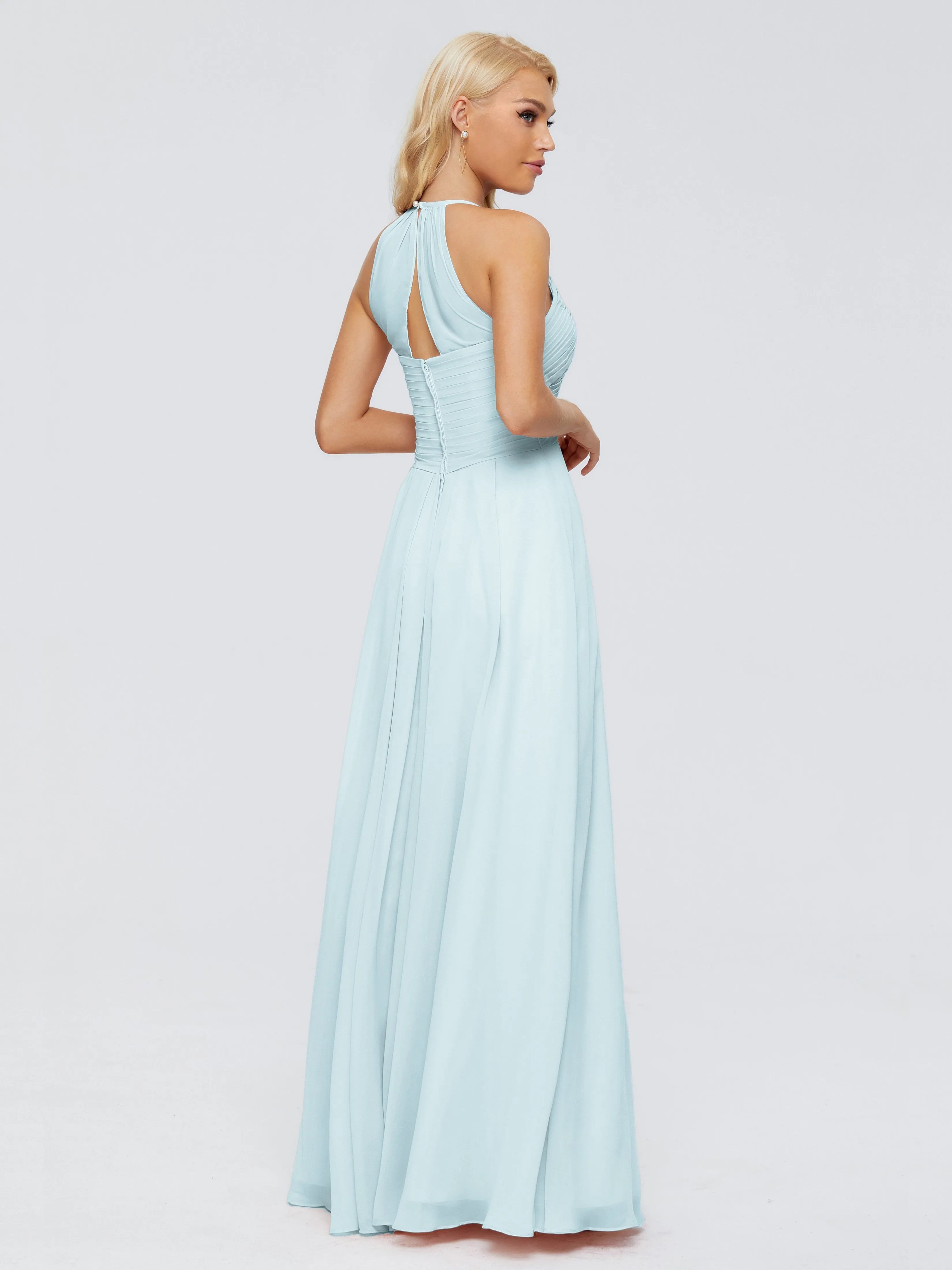 Finley Charming Halter Ruched Chiffon Bridesmaid Dresses