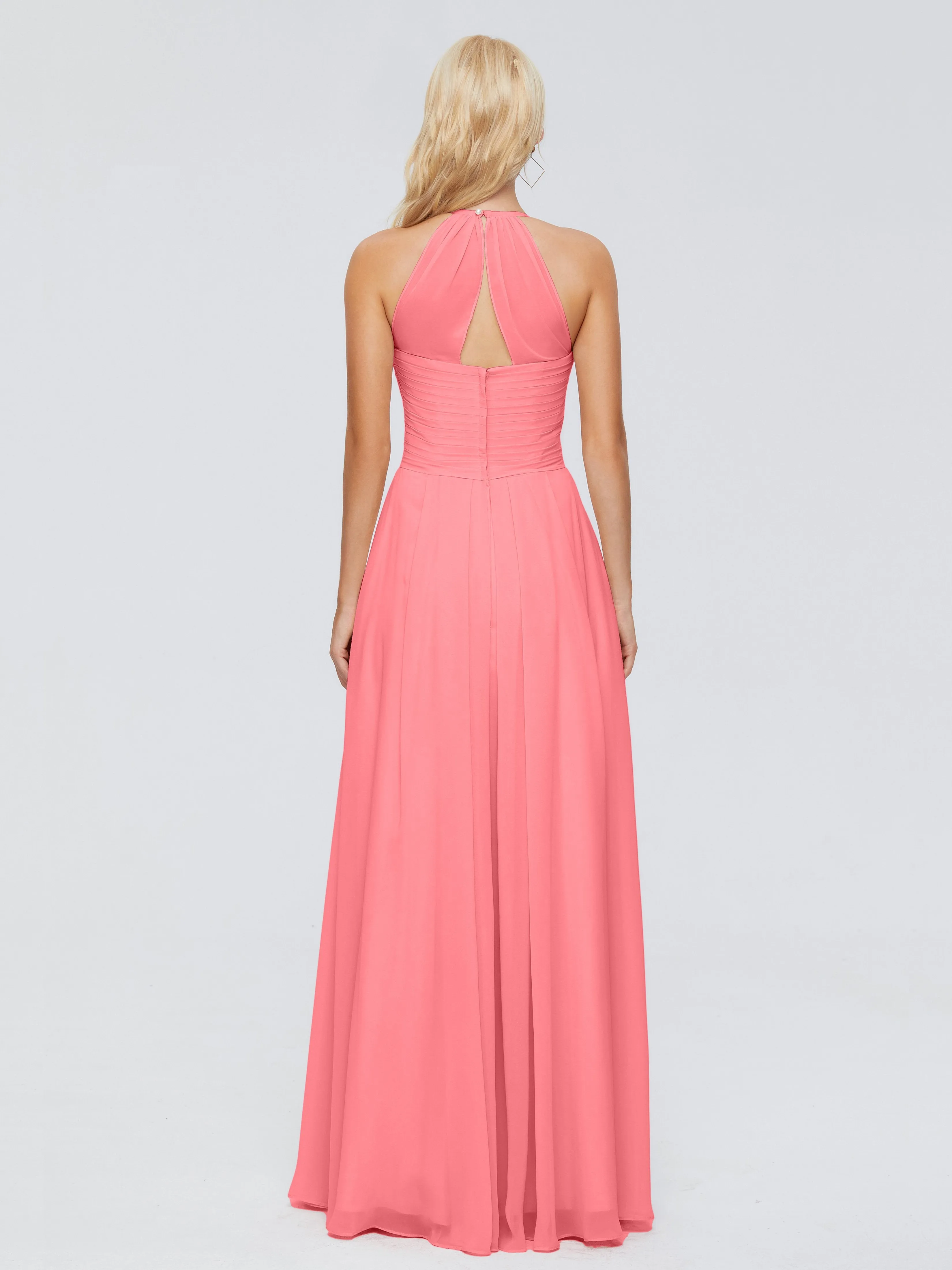 Finley Charming Halter Ruched Chiffon Bridesmaid Dresses