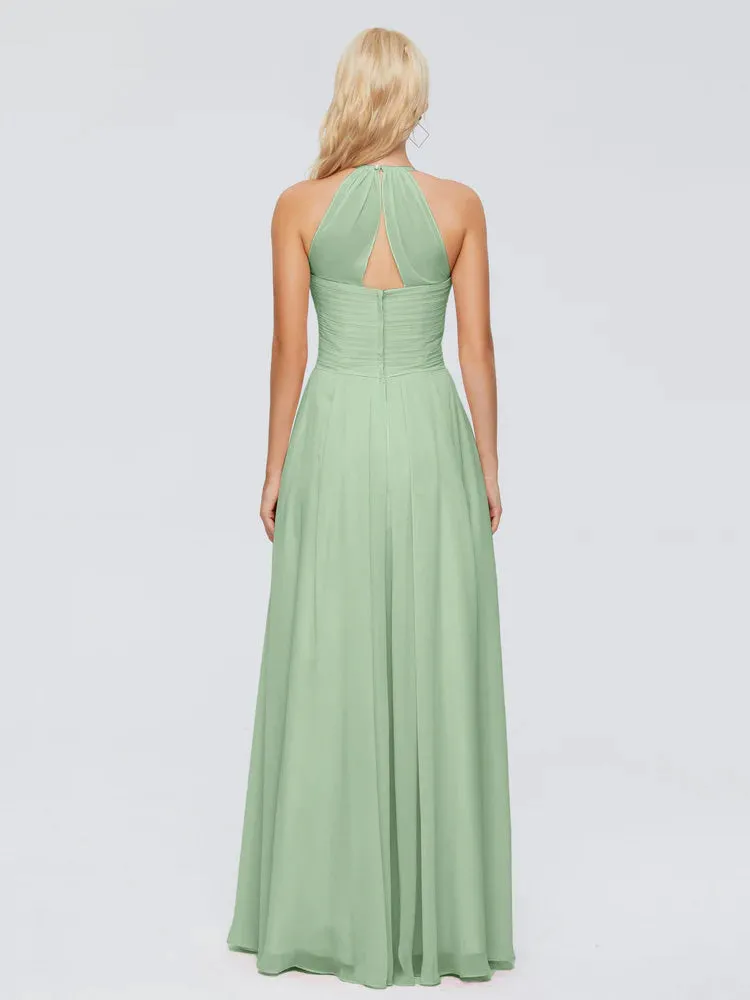 Finley Charming Halter Ruched Chiffon Bridesmaid Dresses