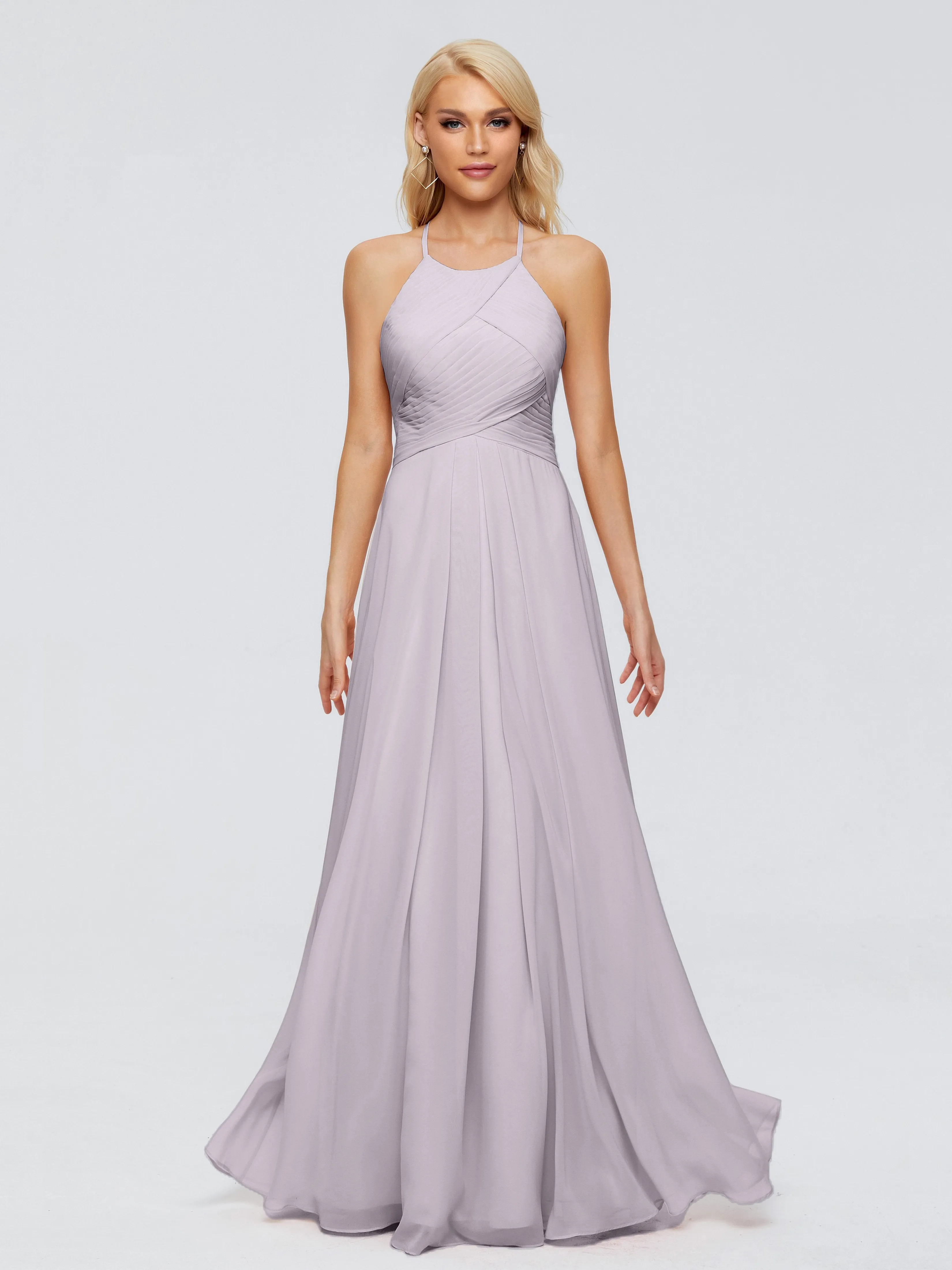 Finley Charming Halter Ruched Chiffon Bridesmaid Dresses