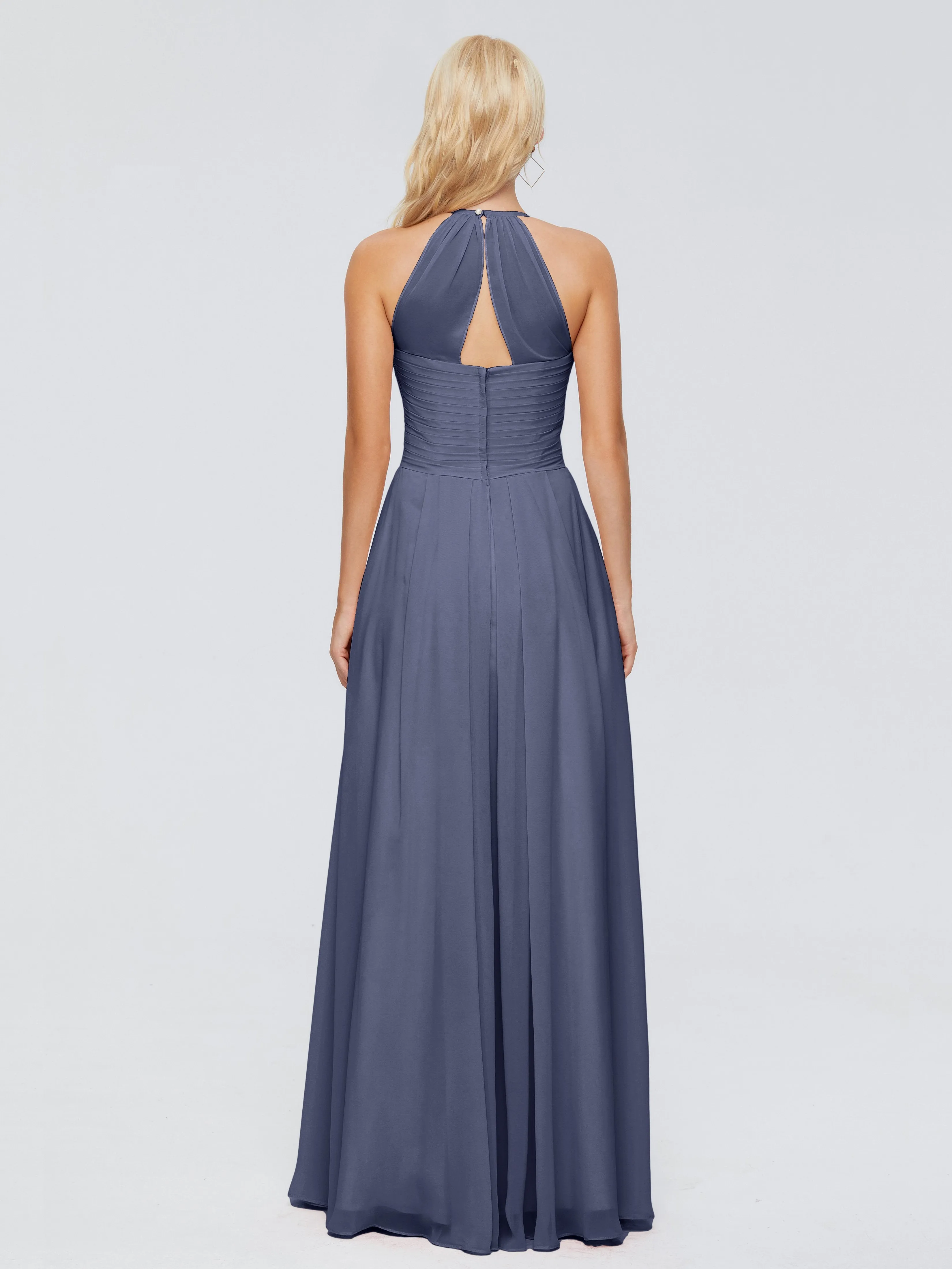 Finley Charming Halter Ruched Chiffon Bridesmaid Dresses