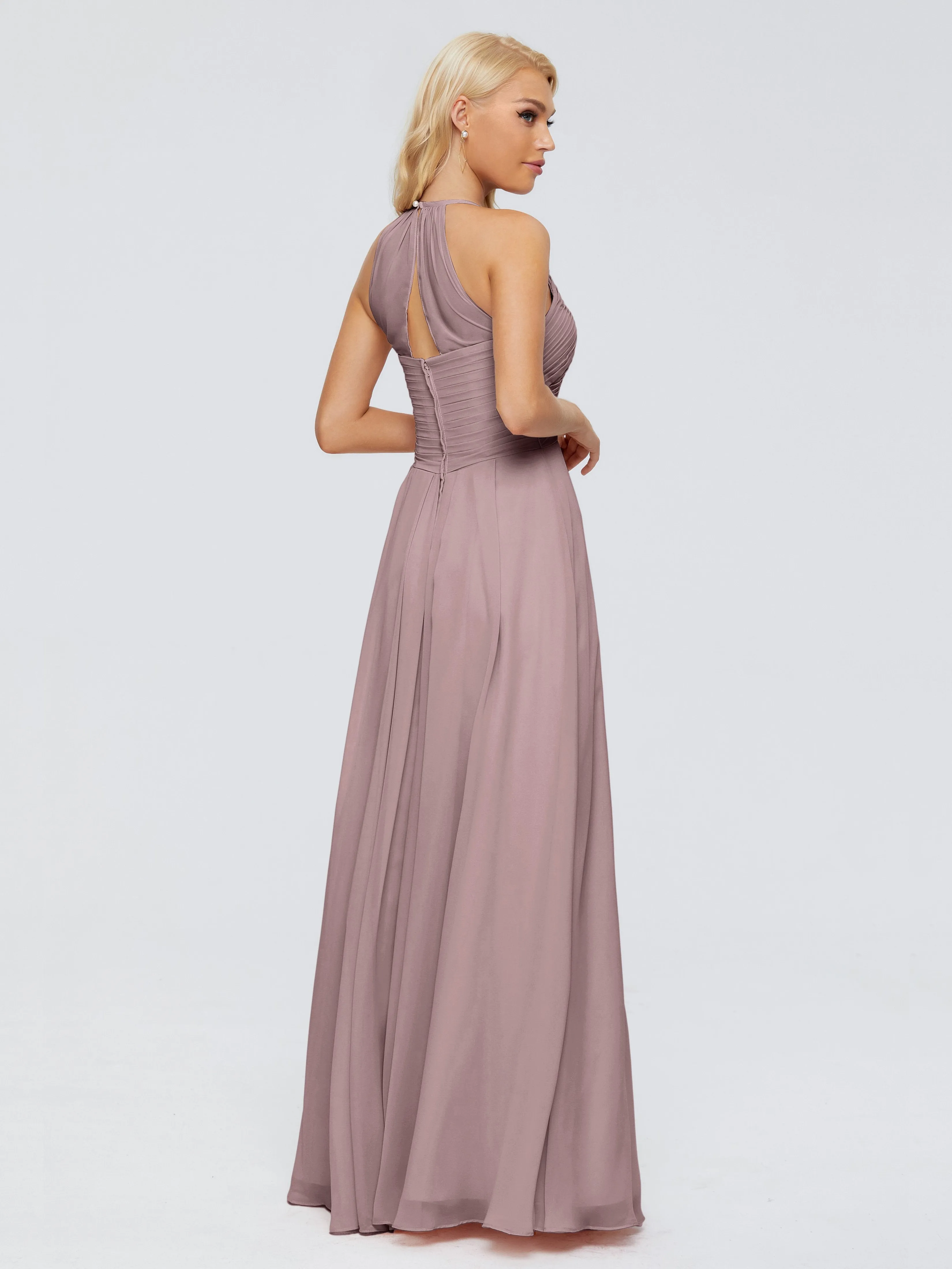 Finley Charming Halter Ruched Chiffon Bridesmaid Dresses