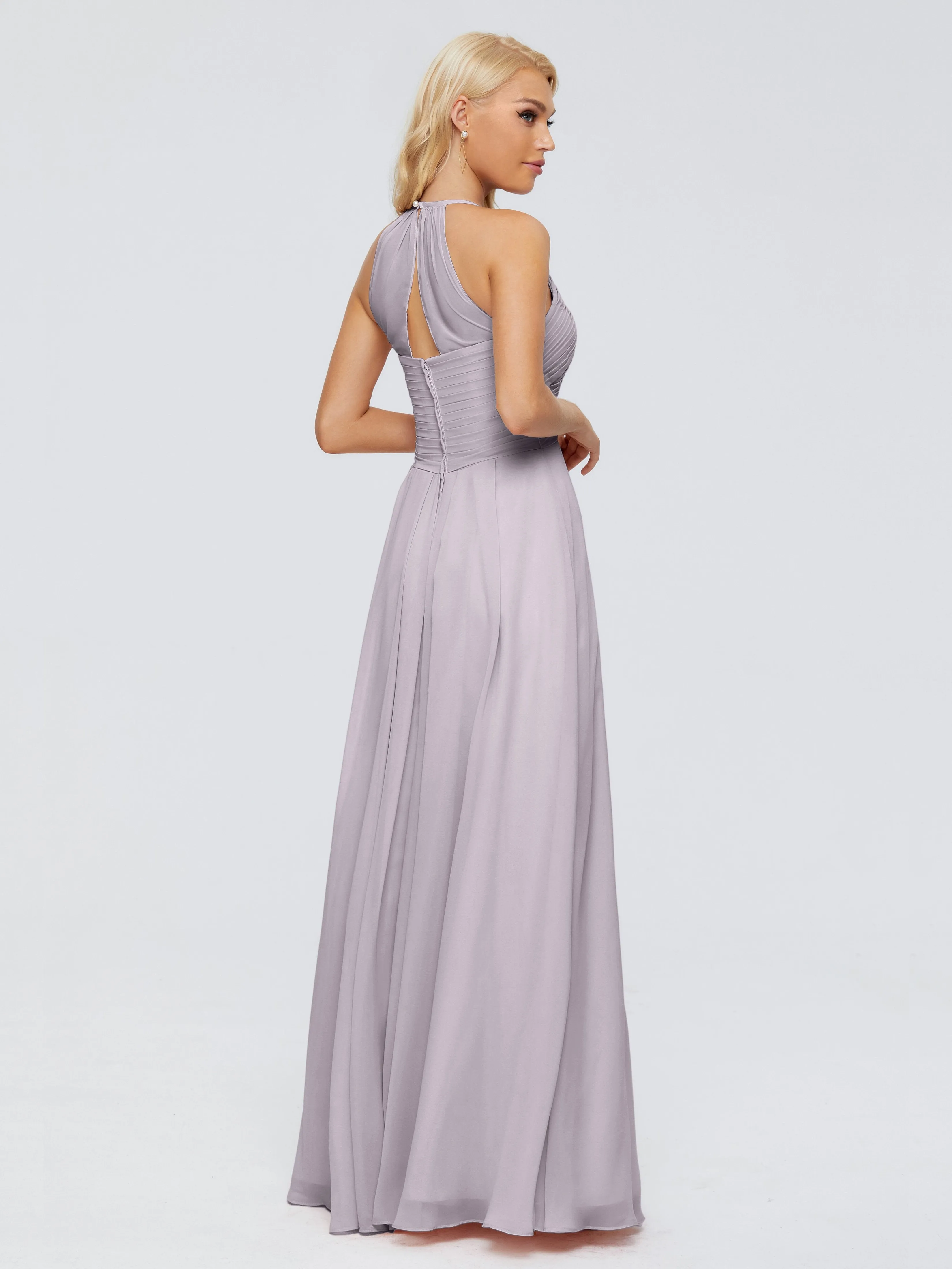 Finley Charming Halter Ruched Chiffon Bridesmaid Dresses