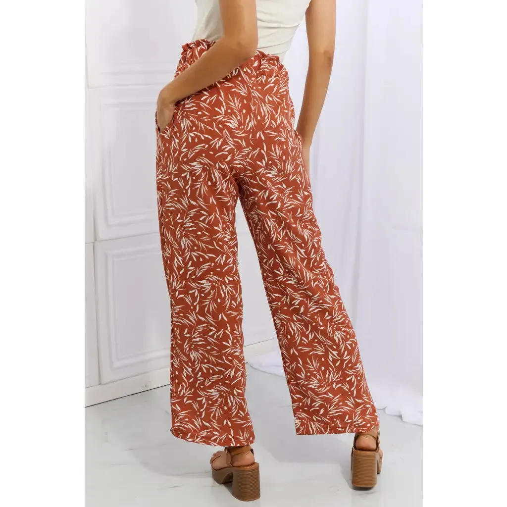 Geometric Print Paperbag Pants in Red Orange