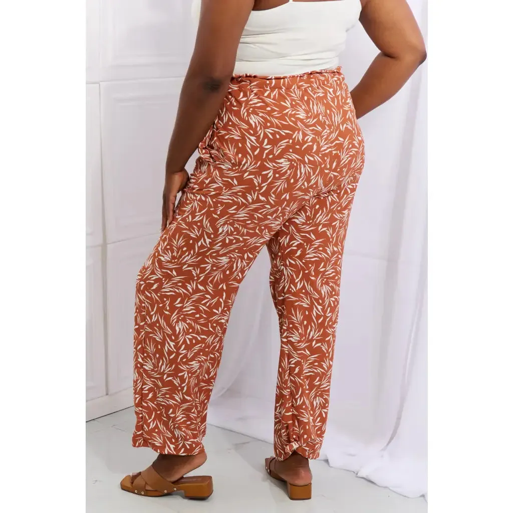 Geometric Print Paperbag Pants in Red Orange