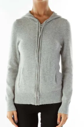 Gray Hooded Cashmere Jacket