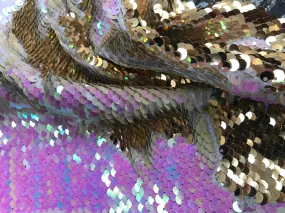 Iridescent sequins fabric-shiny reversible mermaid fish scales sequins-pink-gold-decorations-clothing-pillows-sold by the yard-NEW-