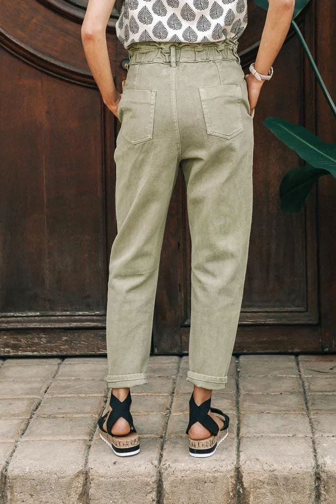 Kennedy Paperbag Denim in Olive