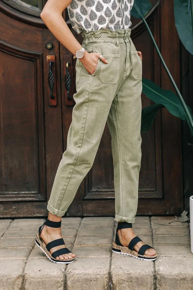 Kennedy Paperbag Denim in Olive