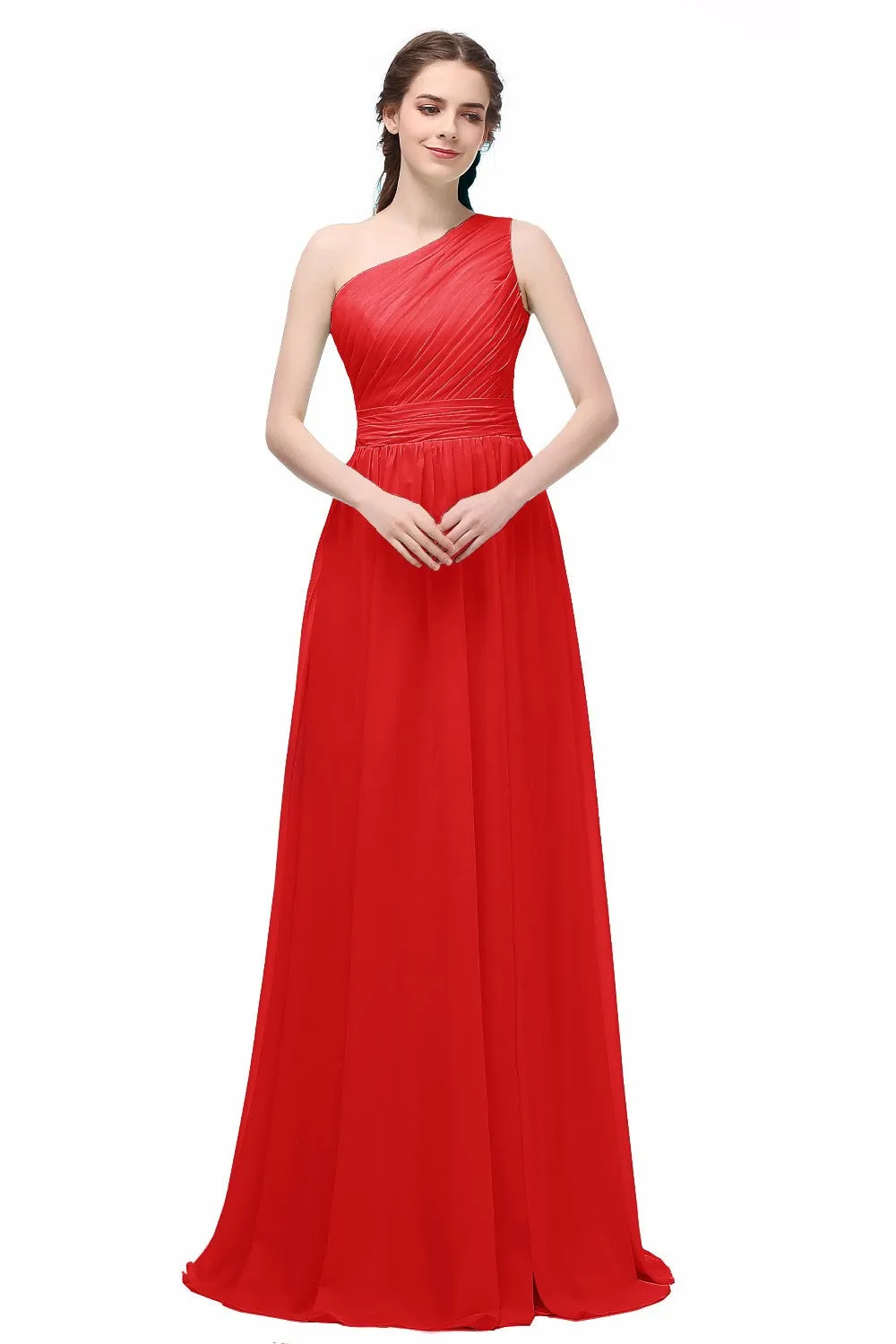 Long Chiffon one shoulder Bridesmaid Dress At Bling Brides Bouquet - Online Bridal Store