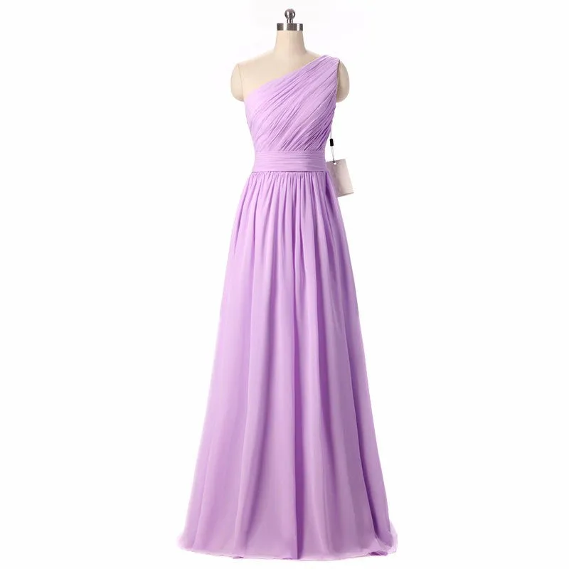 Long Chiffon one shoulder Bridesmaid Dress At Bling Brides Bouquet - Online Bridal Store