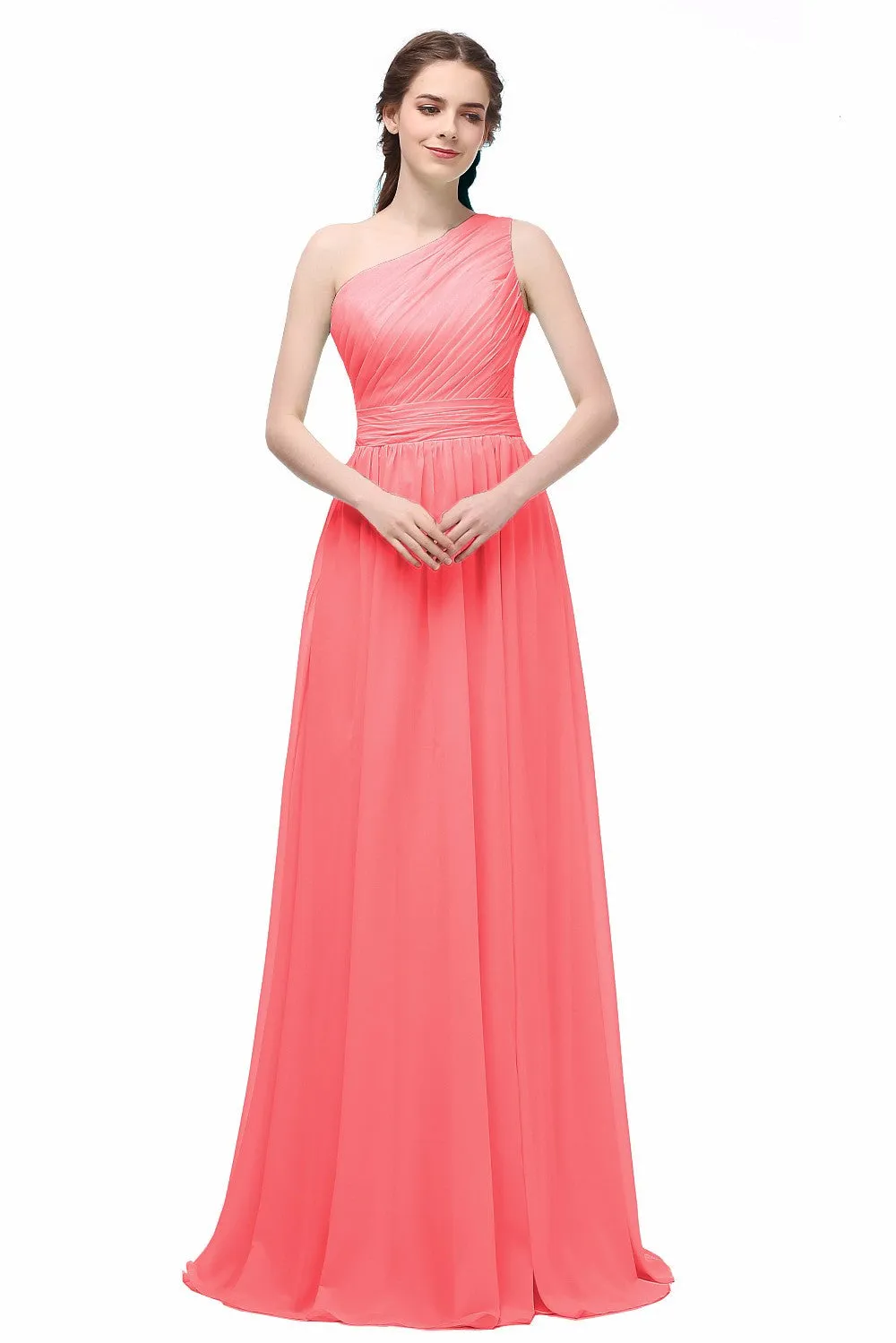 Long Chiffon one shoulder Bridesmaid Dress At Bling Brides Bouquet - Online Bridal Store