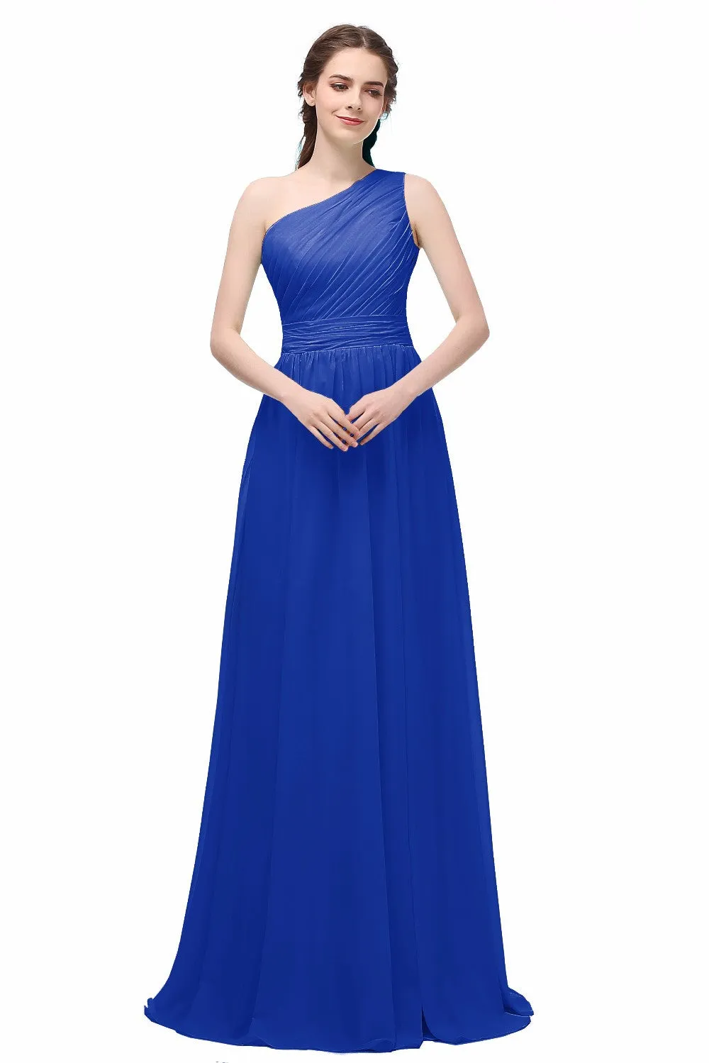 Long Chiffon one shoulder Bridesmaid Dress At Bling Brides Bouquet - Online Bridal Store