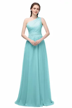 Long Chiffon one shoulder Bridesmaid Dress At Bling Brides Bouquet - Online Bridal Store