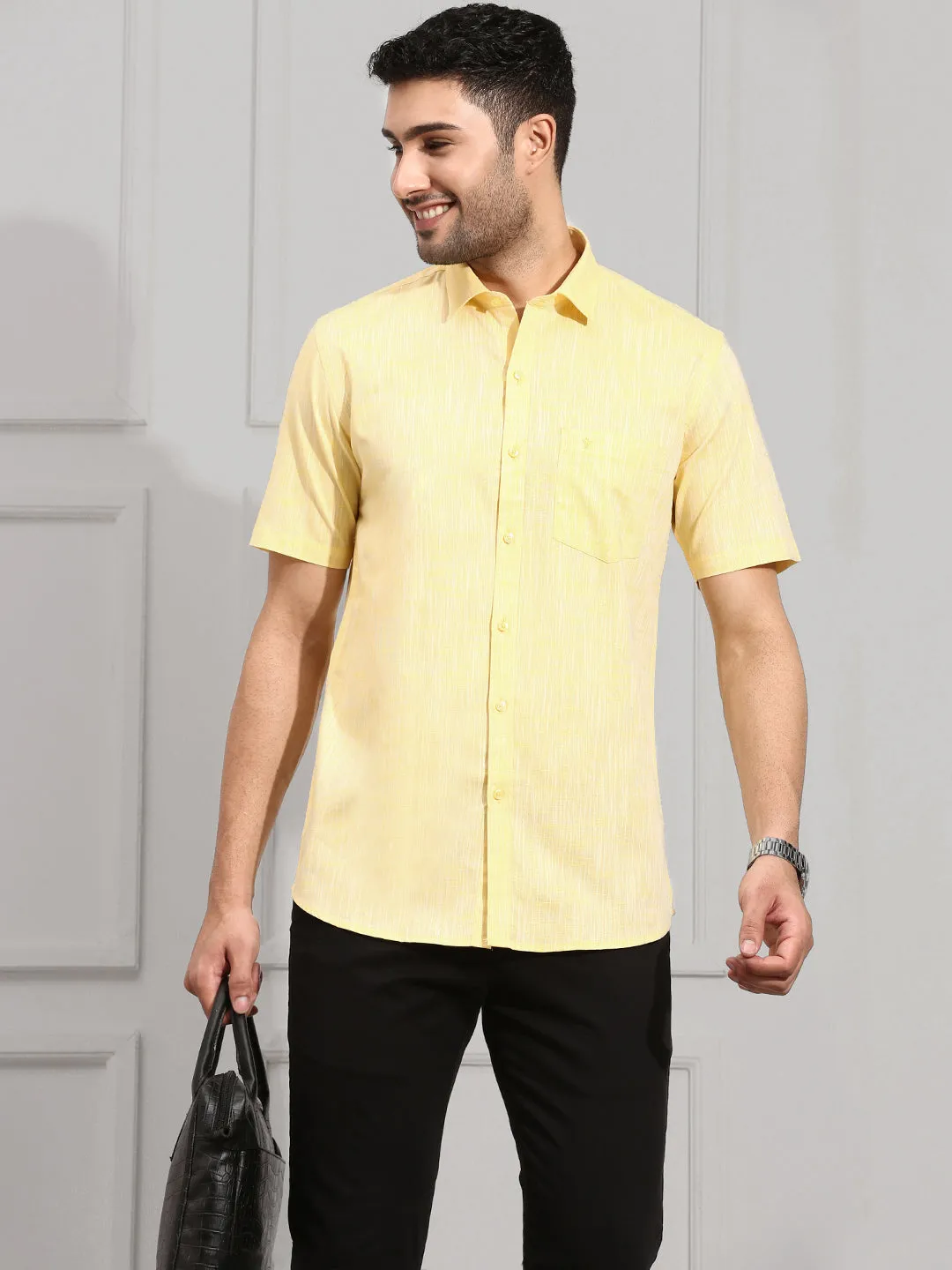 Men 100% Cotton Shirt Yellow CL2 GT14