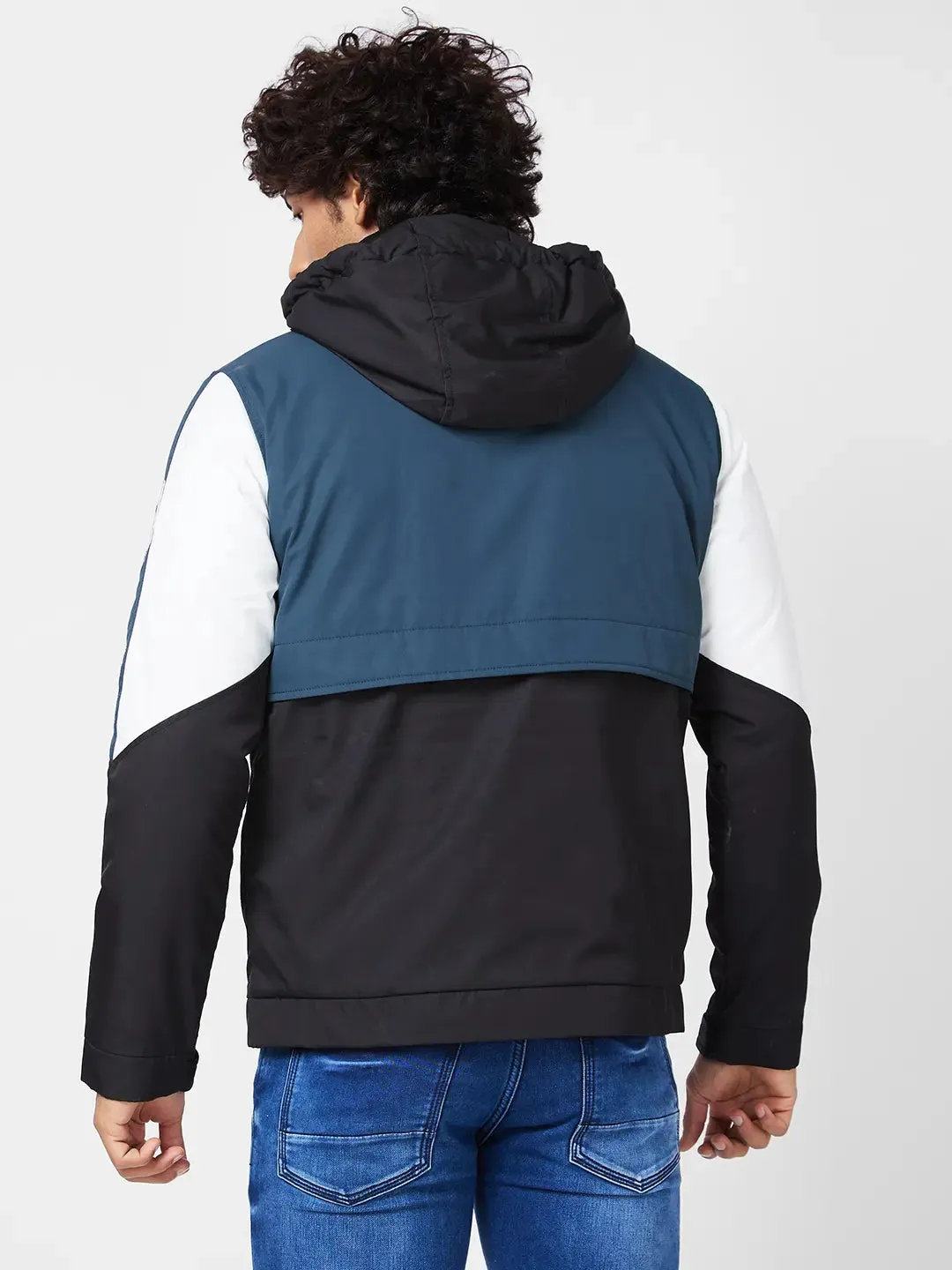 Men'S Shell Color Blocked Jacket With Sleeve Badge Detail.