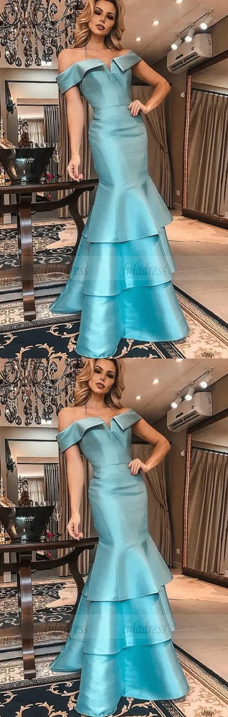 Mermaid Off-the-Shoulder Satin Prom Dresses