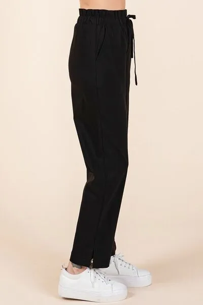 Mittoshop Paperbag Waist Tapered Straight Pants