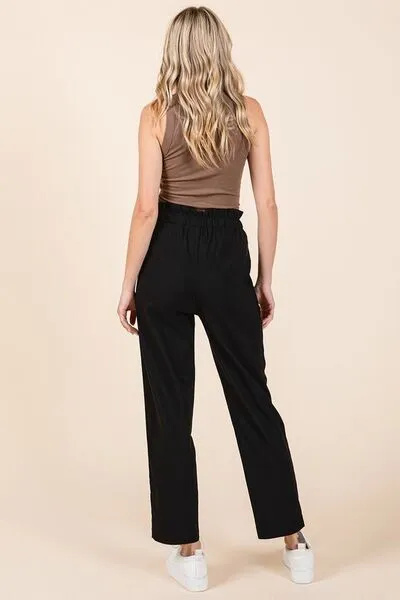 Mittoshop Paperbag Waist Tapered Straight Pants