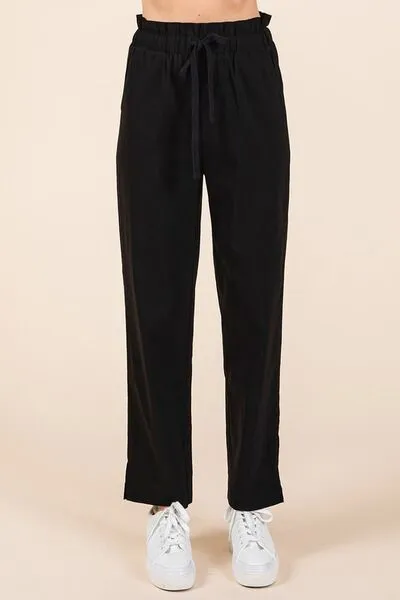 Mittoshop Paperbag Waist Tapered Straight Pants