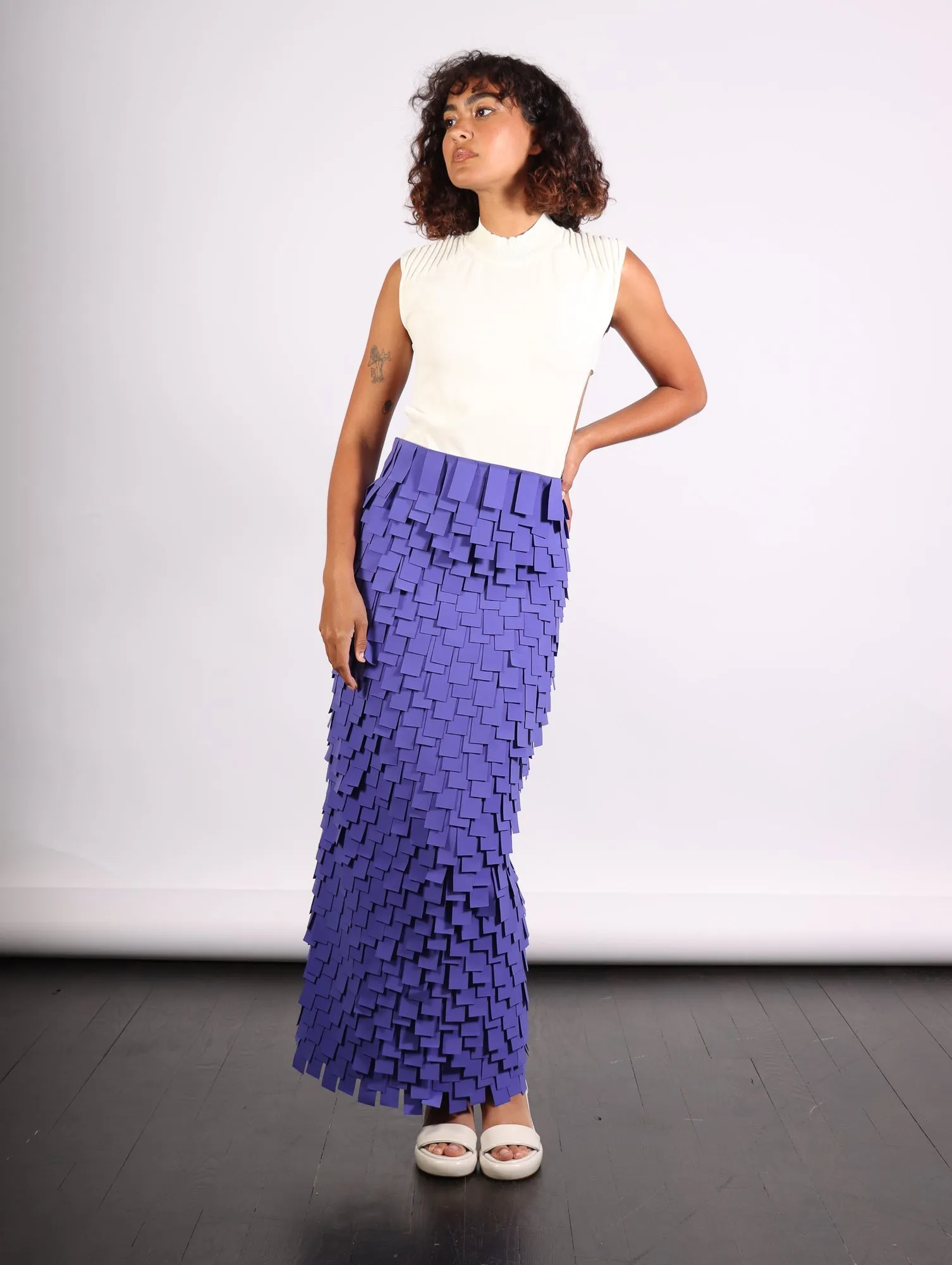 Multi Rectangle Skirt in Purple by A.W.A.K.E. Mode