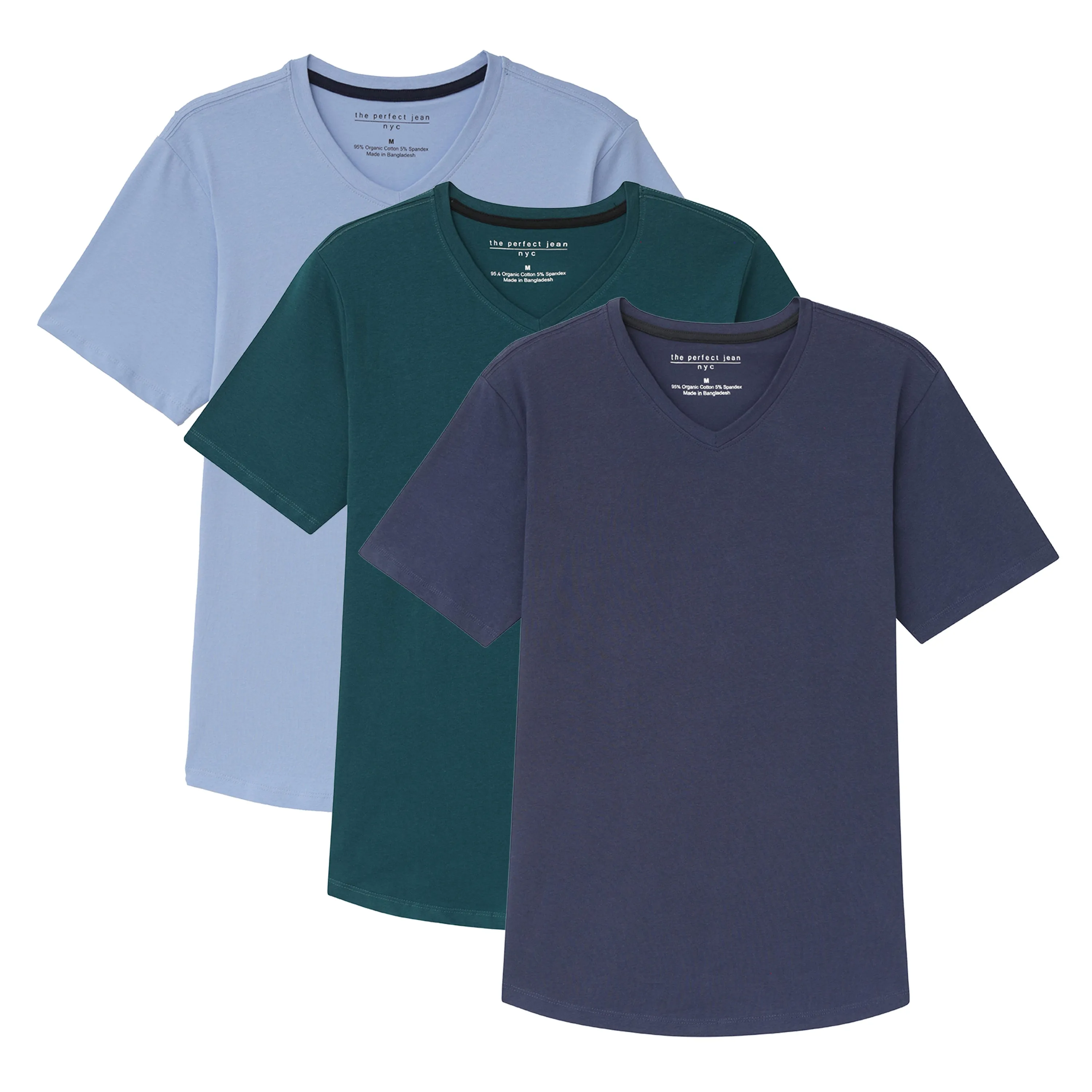 Organic V-Neck T-Shirt 3 Pack / Sky to Sea