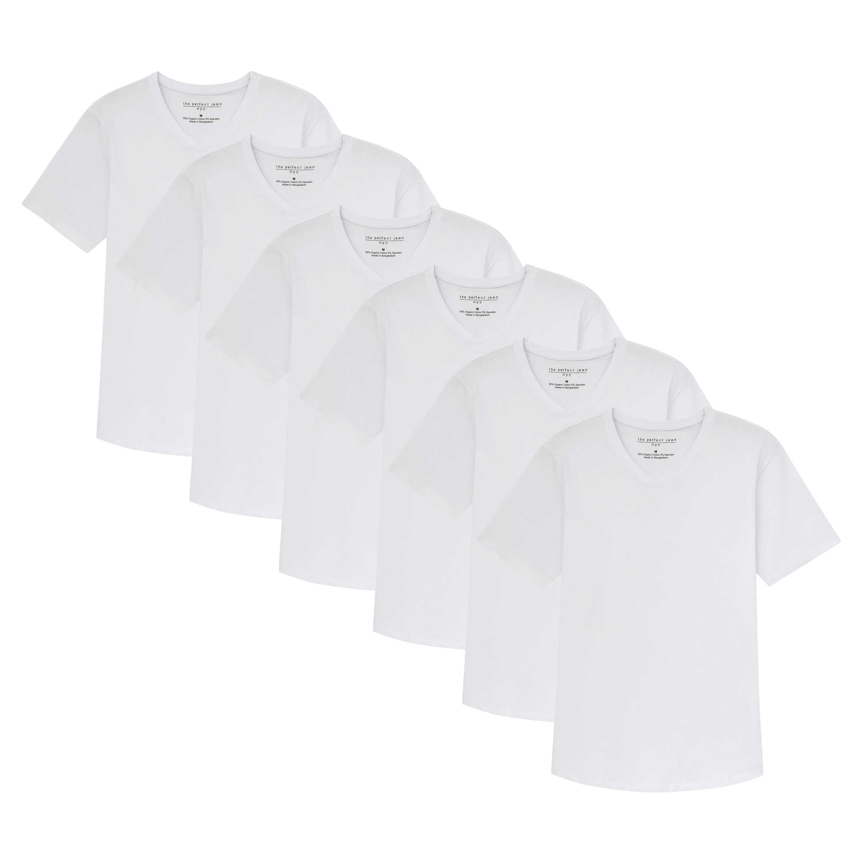 Organic V-Neck T-Shirt 6 Pack / White