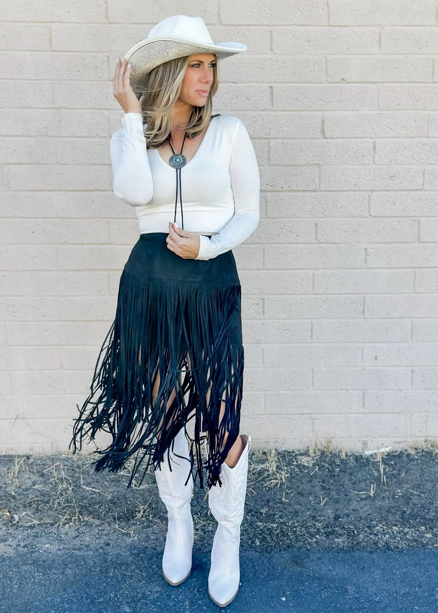 Parton Fringe Skirt - Black