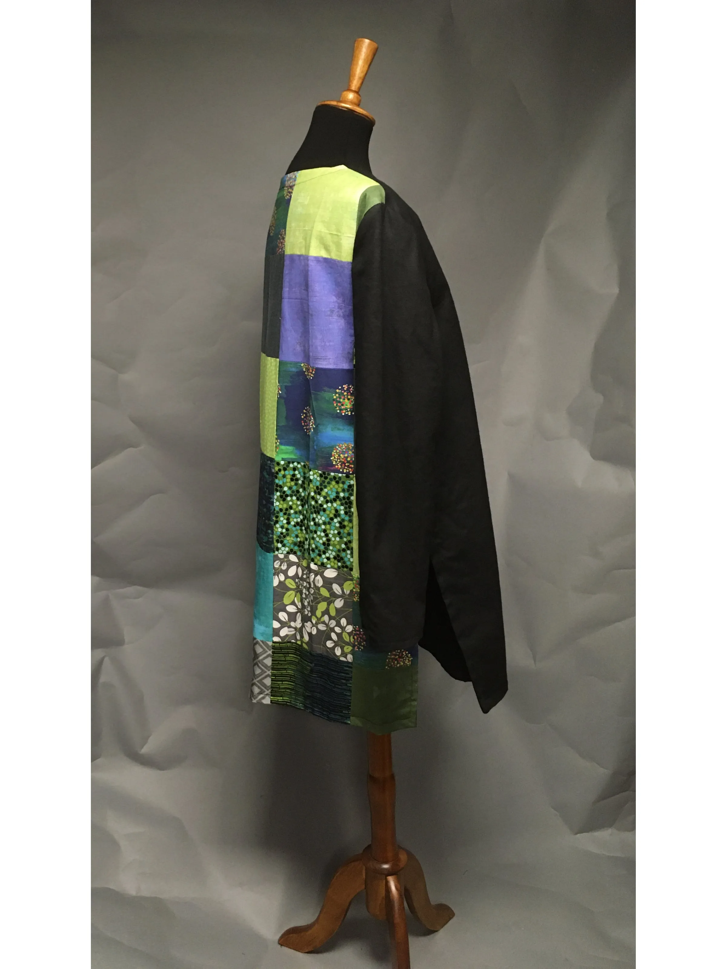 *Pieced Cotton Reversible Coat in Lime and Turquoise