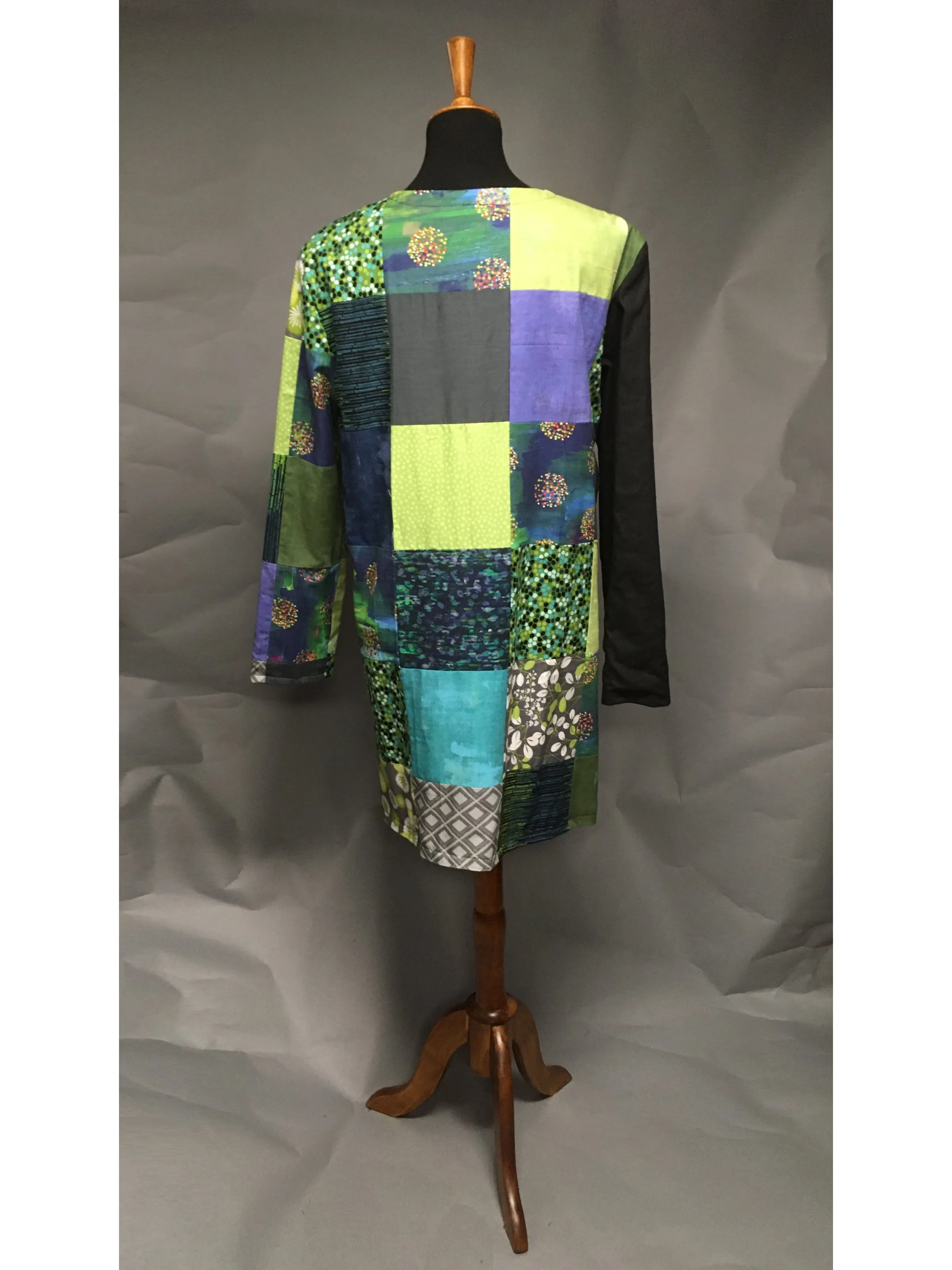 *Pieced Cotton Reversible Coat in Lime and Turquoise