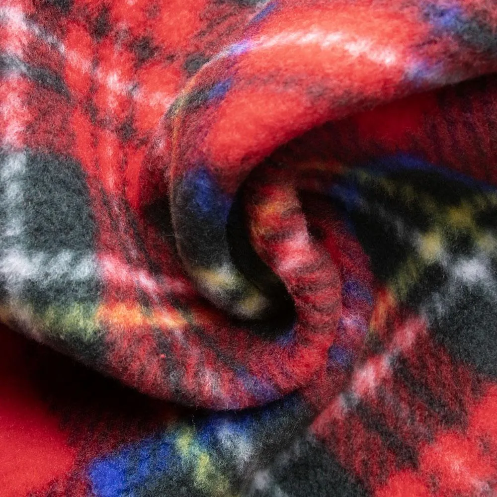 PLAID Bonded to Fleece - Stewart - Red / Yellow