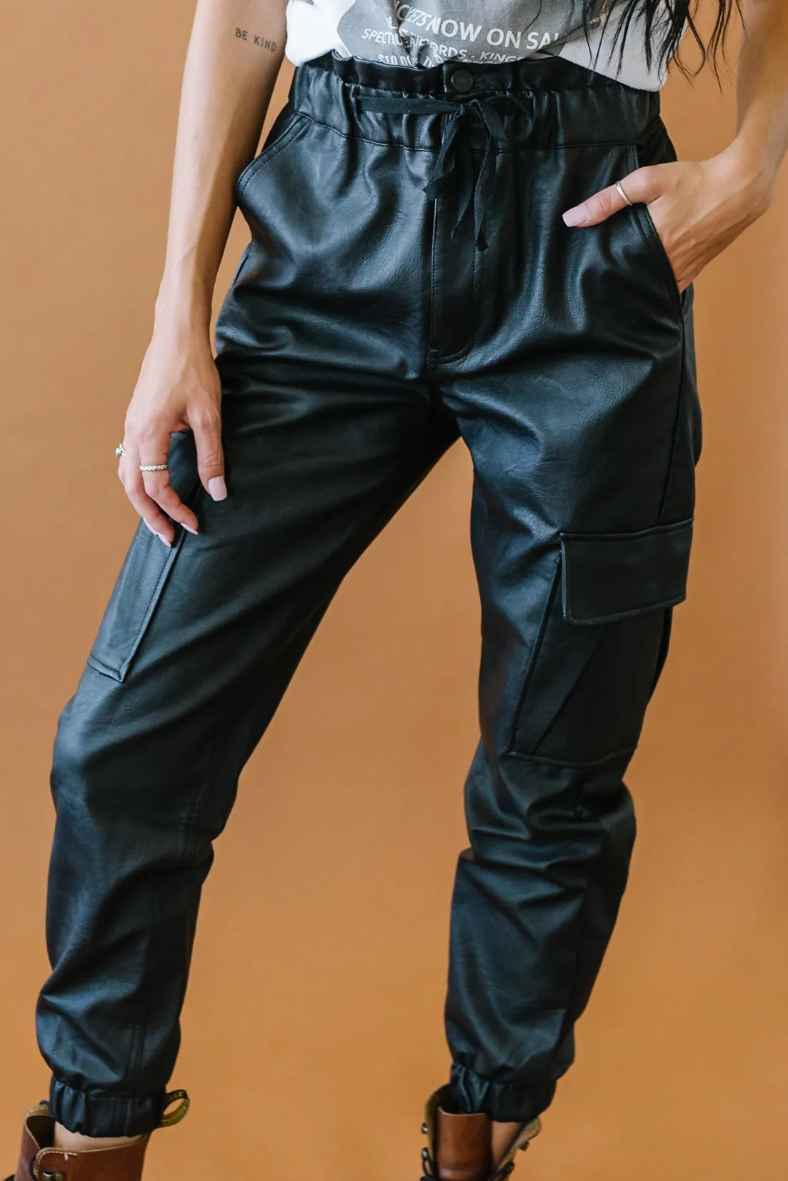 PYT Faux Leather Kancan Joggers