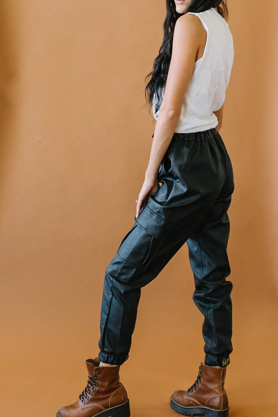 PYT Faux Leather Kancan Joggers