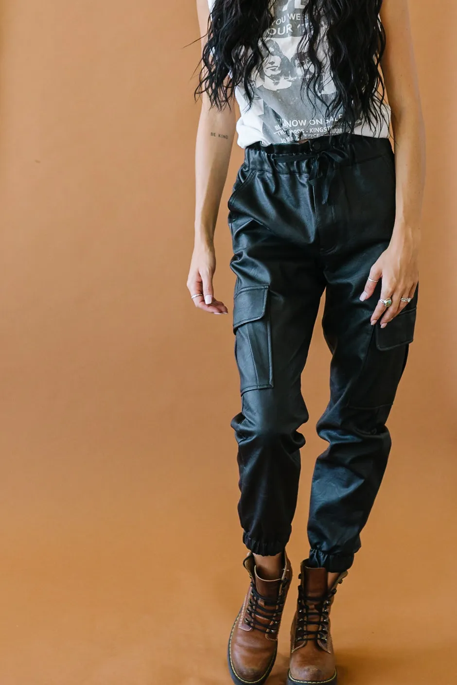 PYT Faux Leather Kancan Joggers