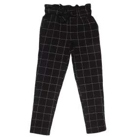 REDTAG Black and White Paperbag Waist Pants for Girls