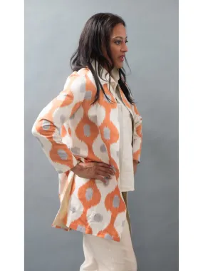 *Reversible Ikat Coat in Apricot and Celery Silk