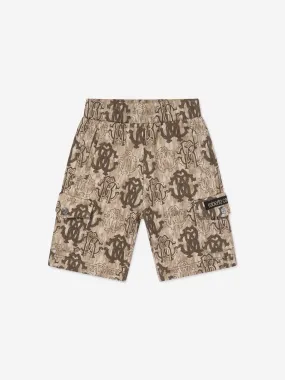 Roberto Cavalli Boys Monogram Bermuda Shorts in Brown