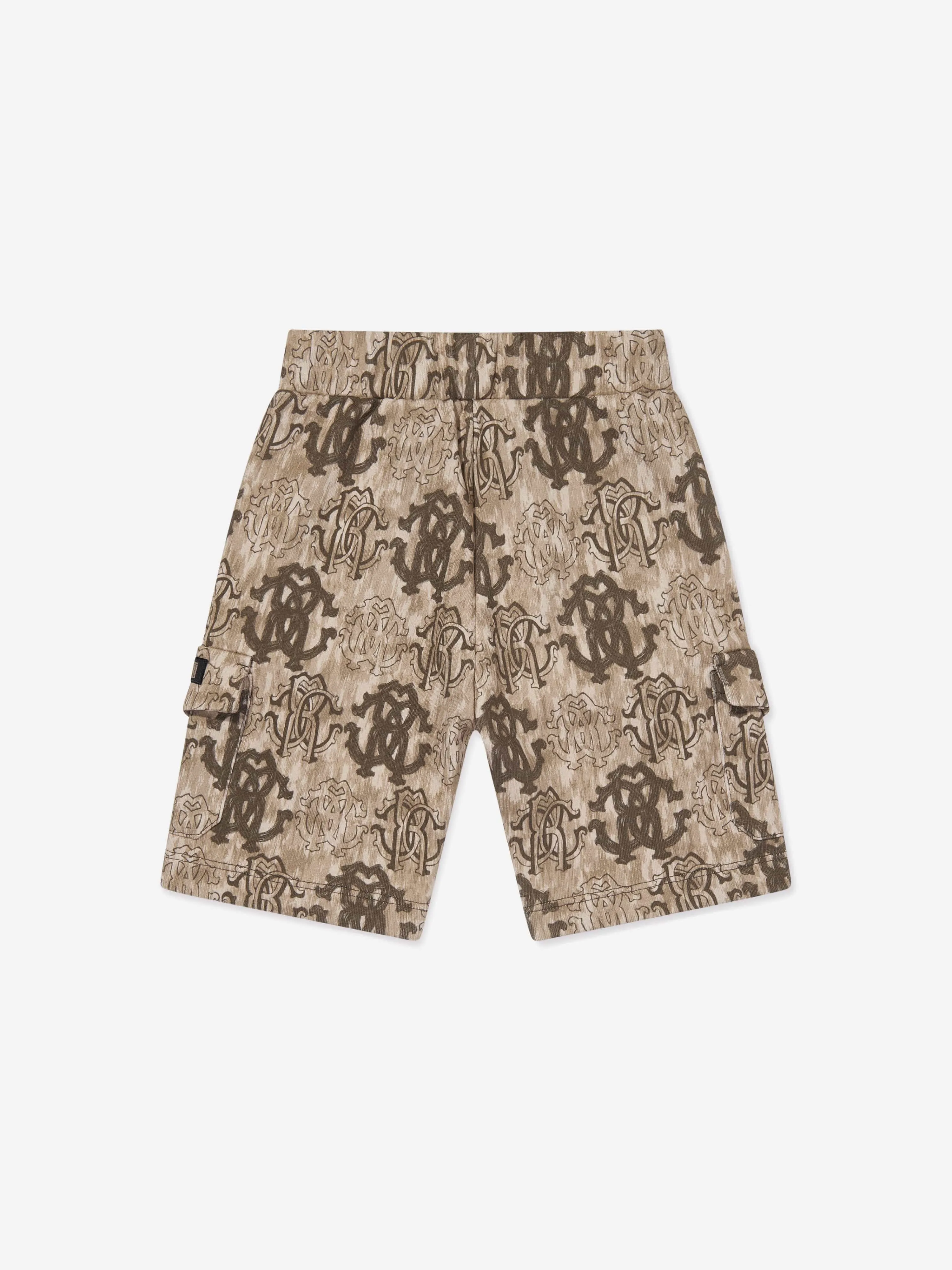 Roberto Cavalli Boys Monogram Bermuda Shorts in Brown