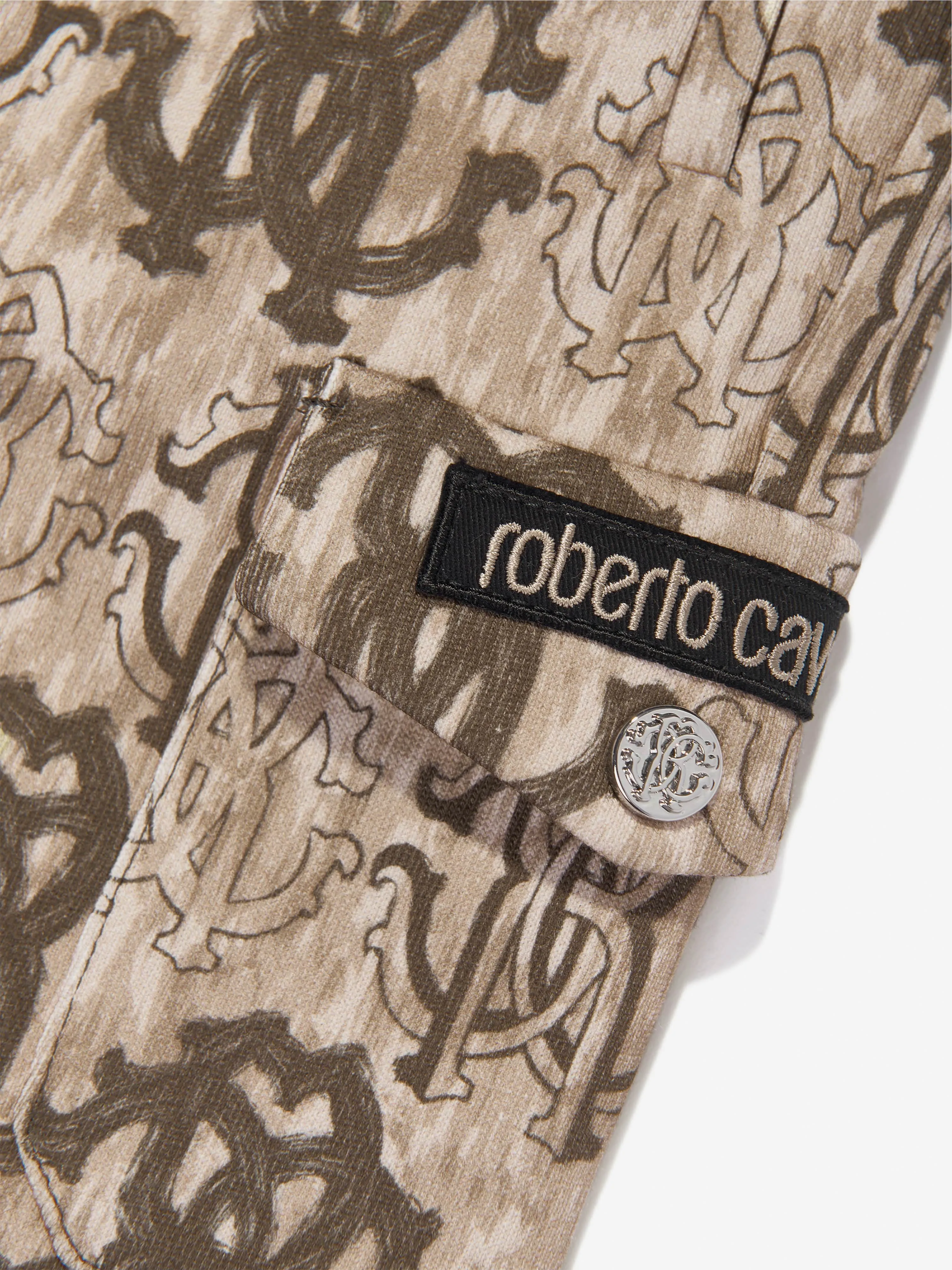 Roberto Cavalli Boys Monogram Bermuda Shorts in Brown