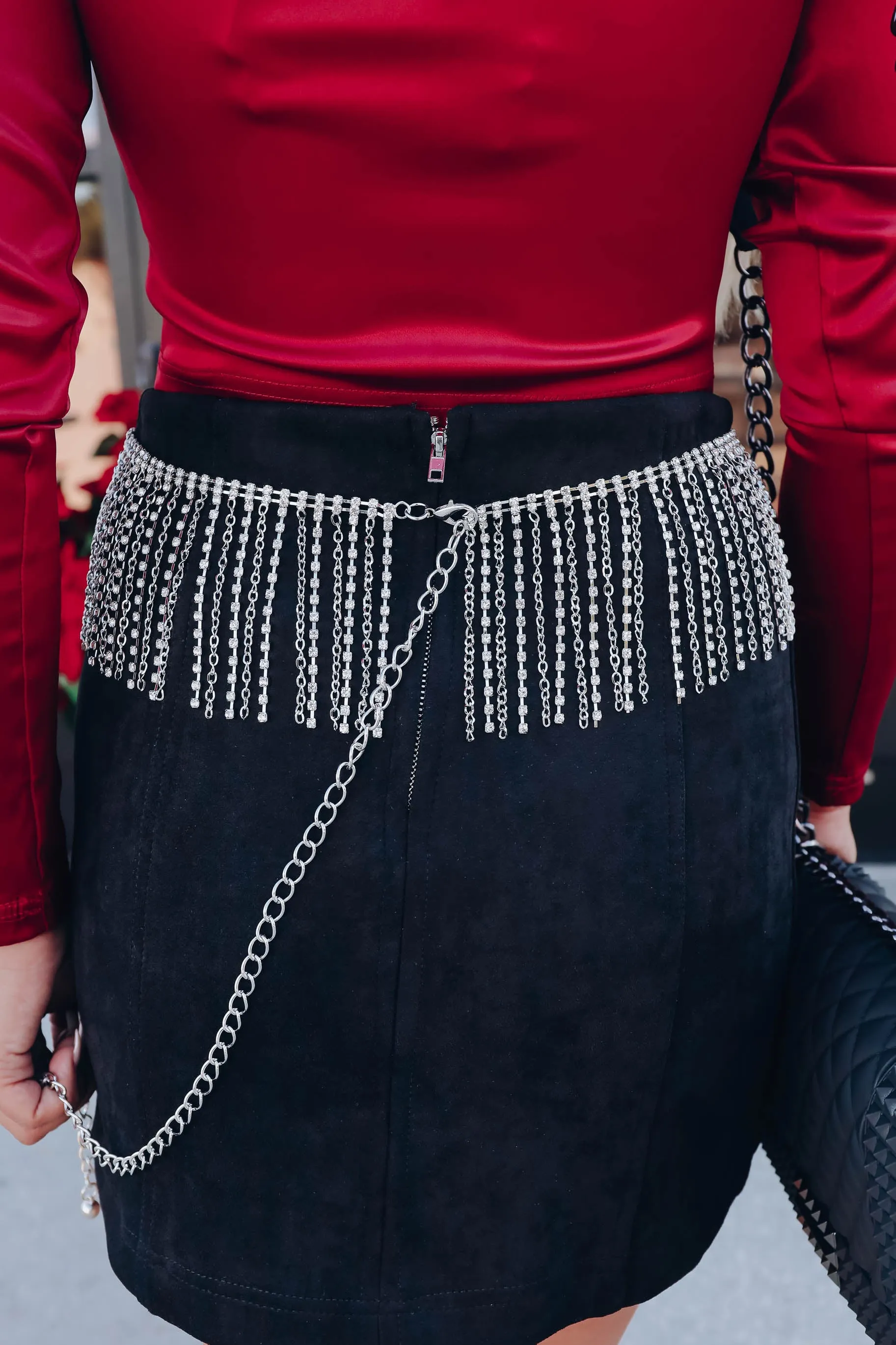 Rockstar Rhinestone Fringe Belt