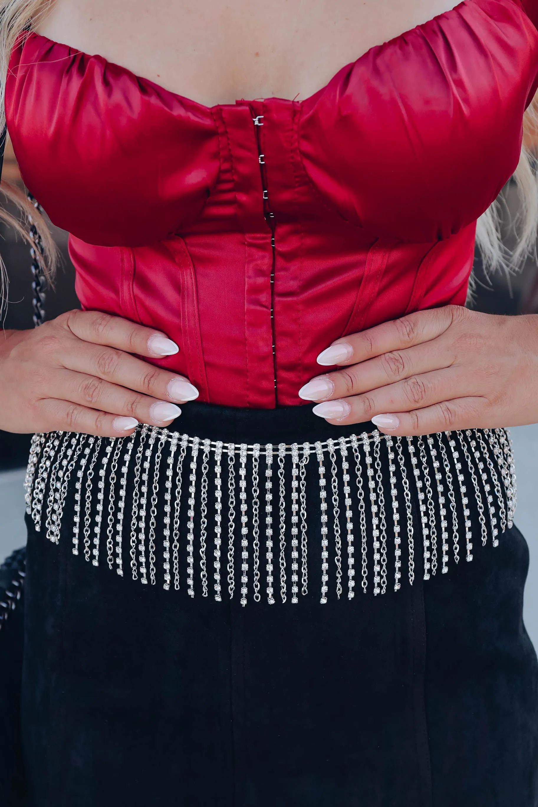 Rockstar Rhinestone Fringe Belt