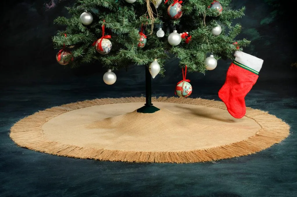 Round Burlap Christmas Tree Skirt