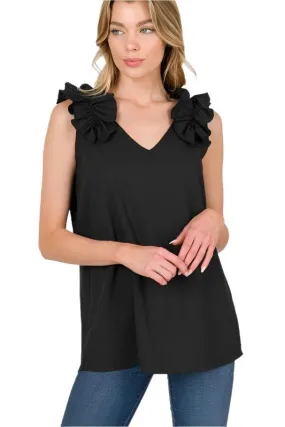 Ruffle Trim Sleeveless Tops for Women