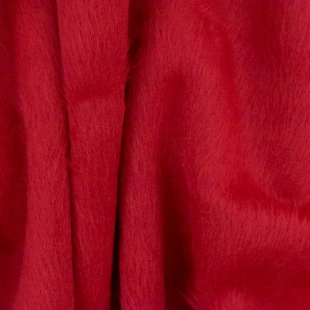 Scarlet Red Solid-Fur-Like Pile Stretch Bonded Fabric