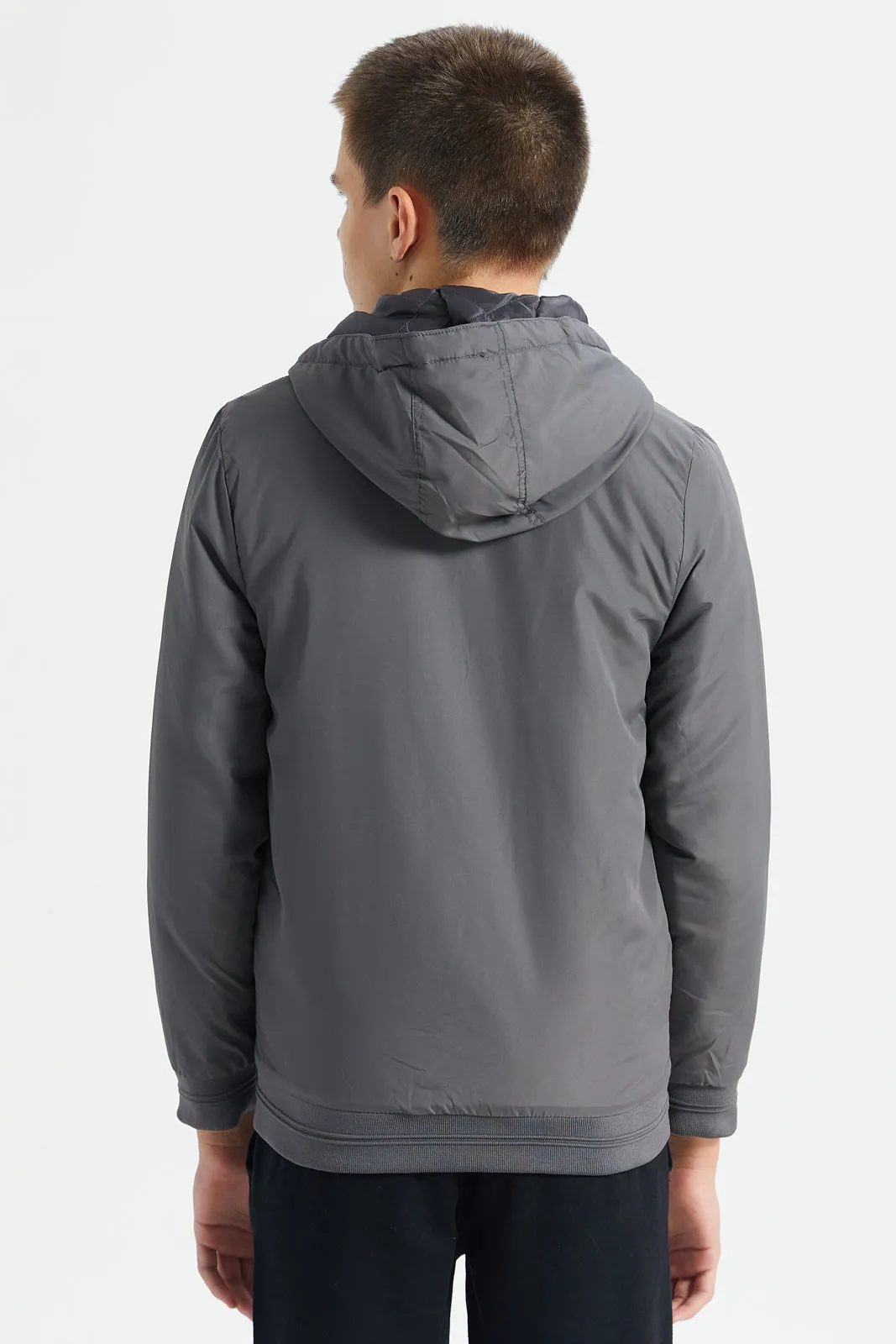 Senior Boys Grey Hooded Jacket