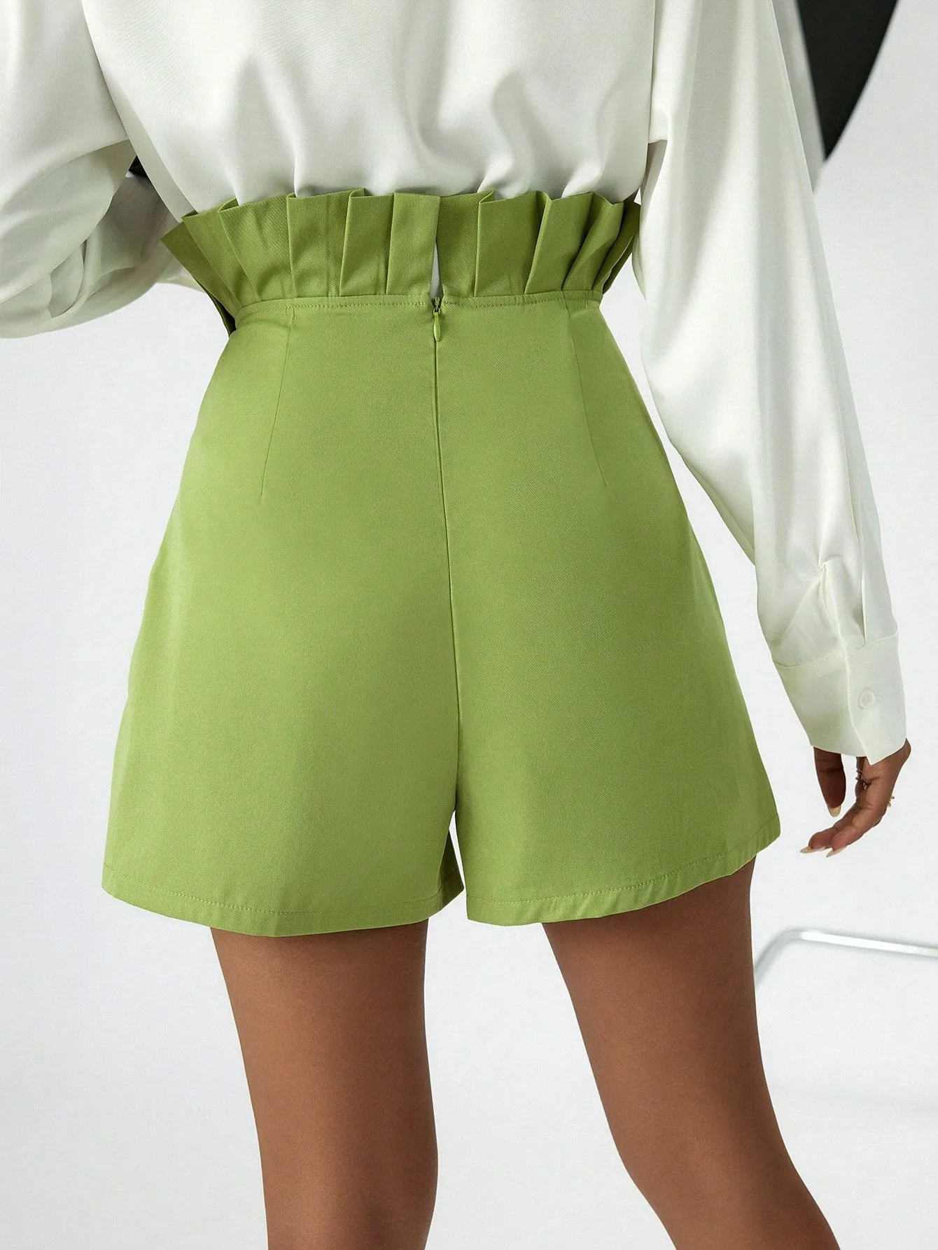 Solid Ruffle Trim Shorts